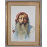 A Framed Italian Portrait of Bearded Gent Smoking Pipe, Signed Esposito, 38x54cm