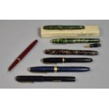 A Collection of Seven Conway Stewart Fountain Pens to Comprise Blue 60L, Black, 84 all in Good