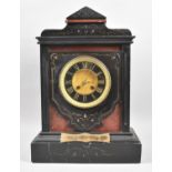 A Large French Black Slate and Pink Marble Mantel Clock of Architectural Form with Presentation