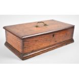 A Late 19th/Early 20th Century Oak Work Box with Hinged Lid, Brass Carrying Handle, 33cm Wide