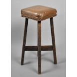 A Vintage Square Topped Stool, 61cm high