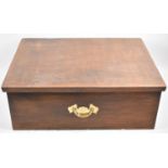 A Mid 20th Century Varnished Wooden Lift Top Box with Brass Drop Handle, 52cm wide