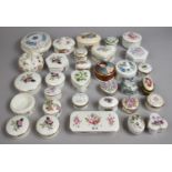 A Collection of Various Lidded Ceramic Trinket Boxes to Include Examples by Coalport, Hammersley,