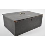 A Vintage Black Painted Wooden Storage Box with Lift Top, 39.5cm Wide