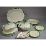 A Part Set of Alfred Meakin 'Verdi' Art Deco Dinnerwares Together Green Trim Part Set and Shaped