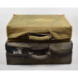 Two Vintage Canvas Covered Fitted Travelling Cases, 52cm wide