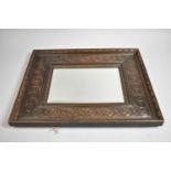 A Rectangular Carved Wooden Framed Bevel Glass Wall Mirror, 51x61cm Overall