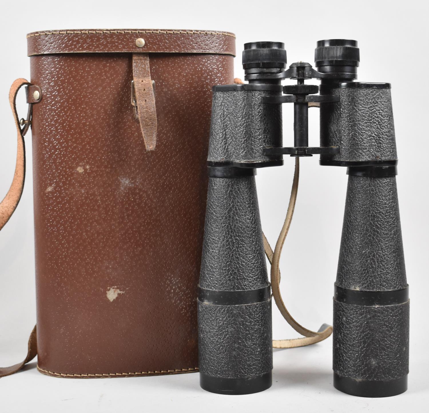 A Pair of Vintage Leather Cased Binoculars, 35x60cm by Lieberman & Gortz