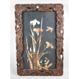 A Carved Oriental Shell Mounted Frame, 72x48cm