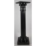 A Late 19th/Early 20th Century Ebonised Torchere Stand in the Form of Ribbed Column on Square Plinth