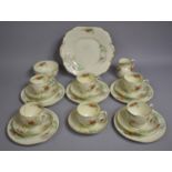 A Hammersley & Co. Teaset with Hand Painted Cottage Scene and Floral Garland Decoration to