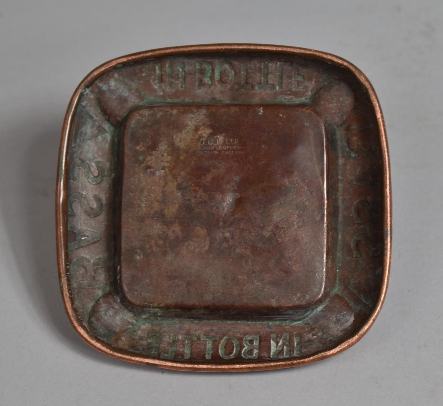 A Vintage Copper Advertising Ashtray, "Bass in Bottle", 12cm Square - Image 3 of 3