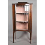 An Edwardian Bow Fronted Glazed Display Cabinet on Tapering Square Supports, 65cm wide