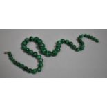 A String of Hand Carved and Polished Malachite Beads, Clasp AF