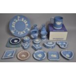 A Collection of Wedgwood Jasperware to Comprise Commemorative Tankard, Plate, Dishes, Vases,
