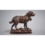 A 19th Century Black Forest Carving, St. Bernard Dog, Depicted with Barrel at His Neck, Oval Base,