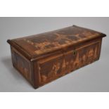 An Early Dutch Colonial Marquetry Work Travel Box, The Hinged Lid Decorated with Town Street and