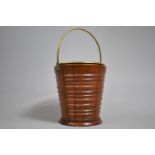 A 19th Century Turned Wooden Peat Bucket of Tapering Form and Small Proportions, Brass Handle and