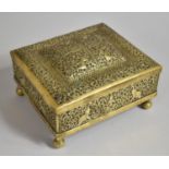 A 19th Century Anglo Indian Ornate Repousse Brass Hinged Box/Casket with Dome Topped Decorated