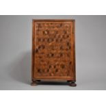 A 19th Century Continental Cube Parquetry Three Drawer Table Top Cabinet or Jewellery Chest. One