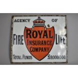 A Vintage Enamel Advertising Sign for 'Agency of Royal Insurance Company' 41x39cms