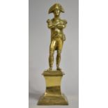 A 19th Century Gilt Bronze Study of Napoleon, Standing with Folded Arm on Stepped Square Plinth