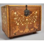 An Early 19th Century Continental Marquetry Table Top Cabinet of Curiosities Inlaid with Birds,