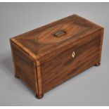 A Regency Inlaid Mahogany Tea Caddy of Sarcophagus Form having Hinged Lid to Two Inner Tea Boxes and