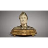 A 19th Century Italian Plaster Bust of Dante Alighieri, Supported on a Gilt Wood Plinth, 20x11x18cms