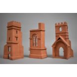 Three Terracotta Architectural Models of Gothic Towers, The Tallest 30cm High