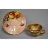 A Miniature Signed Royal Worcester Fallen Fruits Cabinet Cup and Saucer, Chip to Saucer