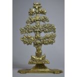 A 19th Century Brass Door Porter in the Form of an Oak Tree with Acorns, 38cms High