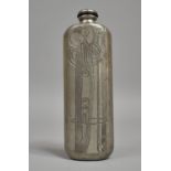 A Charles Rennie Macintosh Pewter Flask with Art Nouveau Maiden Design, 15cms Long