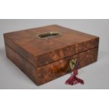 A 19th Century Thuya Veneered Trinket Box with a Metal Carrying Handle. 20x20x7cms