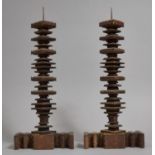 A Pair of 19th Century Tramp Art Pricket Candlesticks, 38cms High