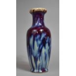 A Chinese Yun Ware Type Glazed Porcelain Vase, Streaky Blue, Purple and Red Flambe Glaze. Blue