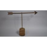 A 19th Century Cast Iron Weather Vane, Arrow Pointer, Original Painted Decoration, Mounted on an Oak