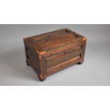 A 19th Century Rosewood Work Box of Panelled Sarcophagus Form with Inlaid Banding to Rim. Secret