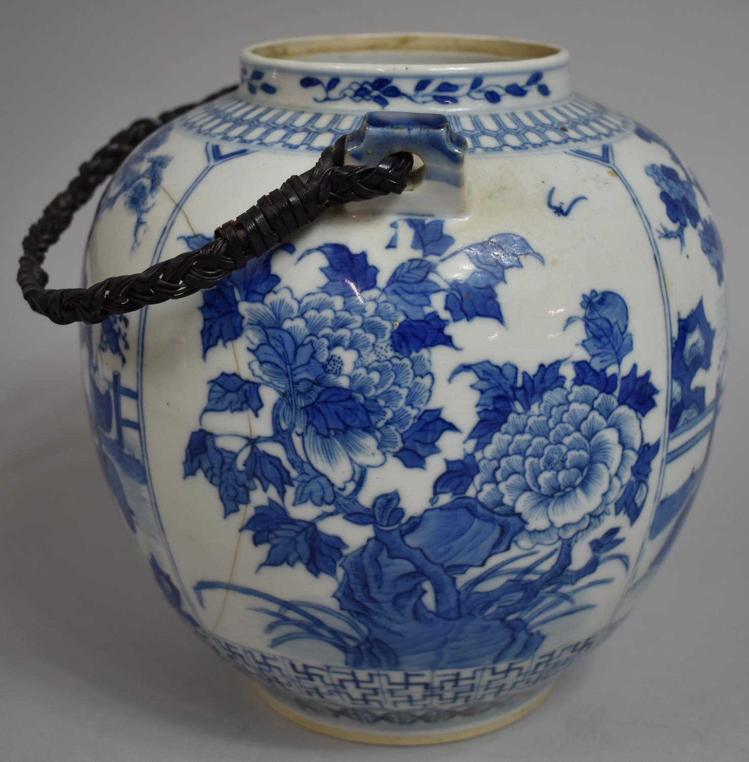 A Large 18th/19th Century Chinese Export Porcelain Teapot of Bellied Form Decorated with Family - Image 3 of 5