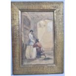 A Gilt Framed Watercolour, "In Payment of a Debt of Honour, From EHW to Miss H", 29x18cm