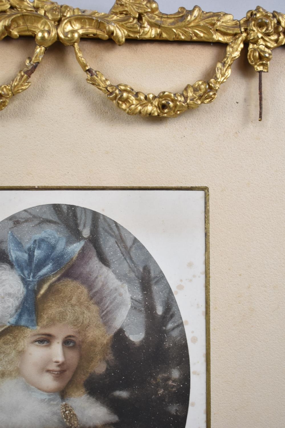 A Pretty Gilt Frame Decorated with Floral Swags, Containing Print of Victorian Girl with Snowball, - Image 2 of 2