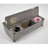 A Continental Pewter Ink and Pen Box with Twin Hinged Lids to Fitted Interior with One Inkwell,