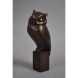 A Bronze Effect Study of a Sleeping Long Eared Owl by the Gallery Collection, Arora 2016, 19cm high