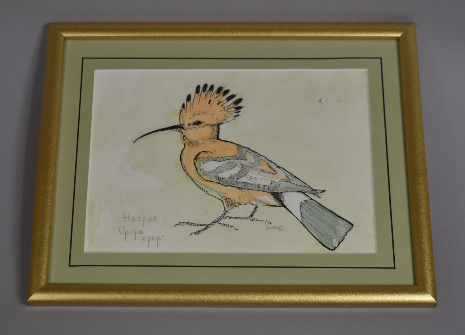 A Framed Oil of a Nuthatch and a Watercolour of a Hoopoe - Image 3 of 4