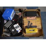 A Collection of Various Electronics to include Wireless Microphone Set, LED Projector, TV Remotes,