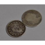 A Victorian Newfoundland Silver 50 Centimes and a George III Coin, Both Badly Rubbed