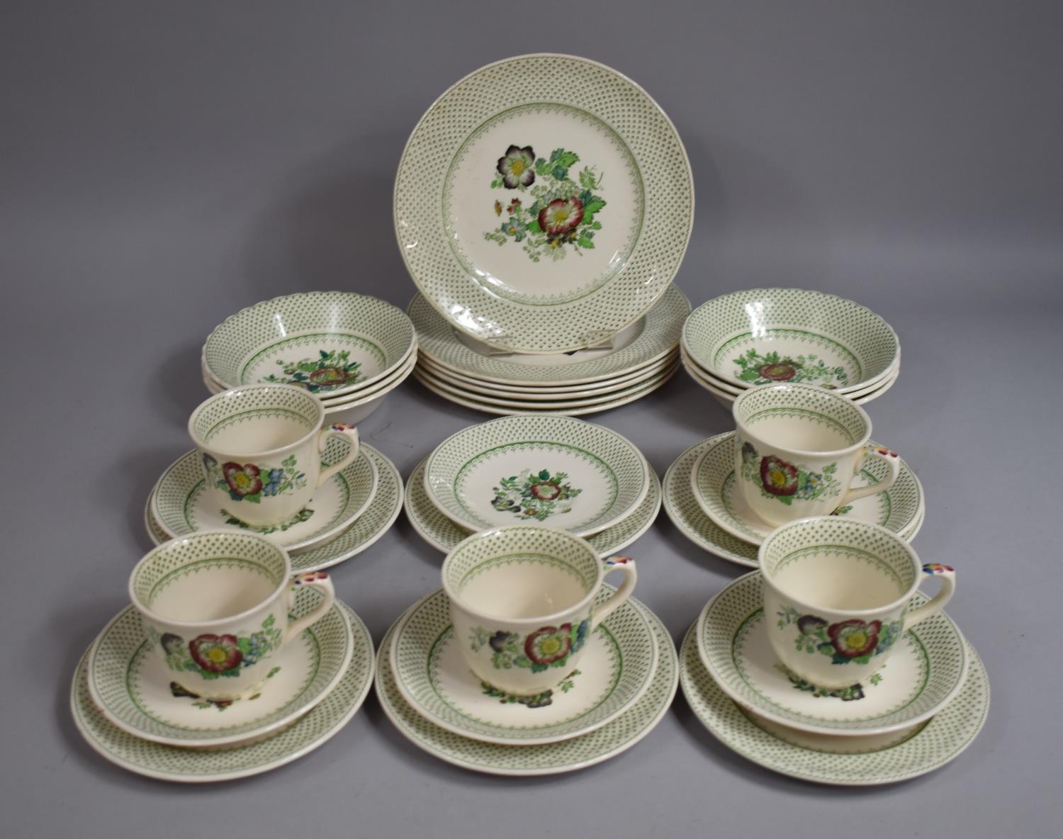 A Part Set of Masons Paynsley Pattern Breakfast Wares to comprise Five Cups, Six Saucers, Six Side