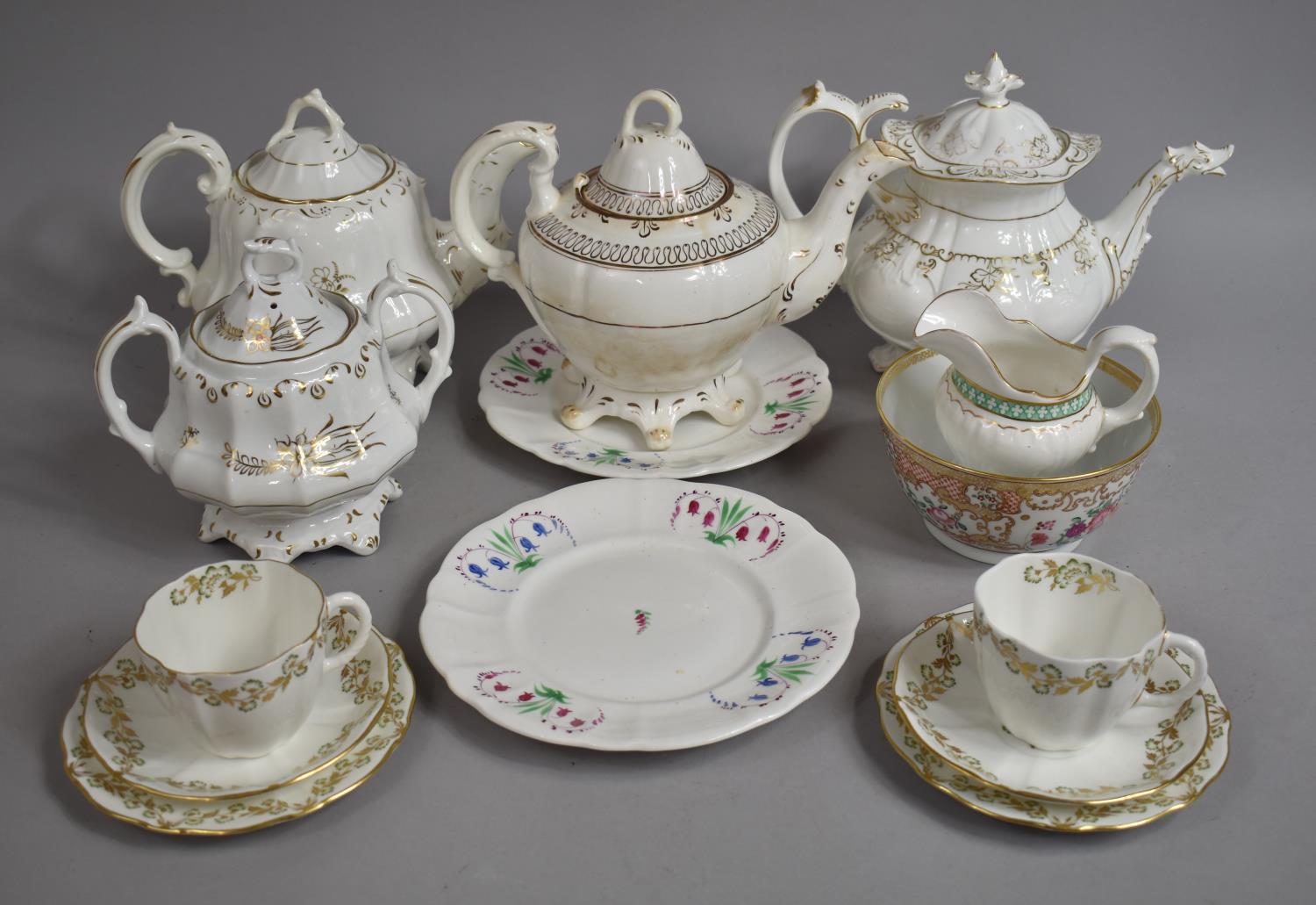A Collection of Various 19th Century and Later Teawares to Comprise Gilt and White Decorated