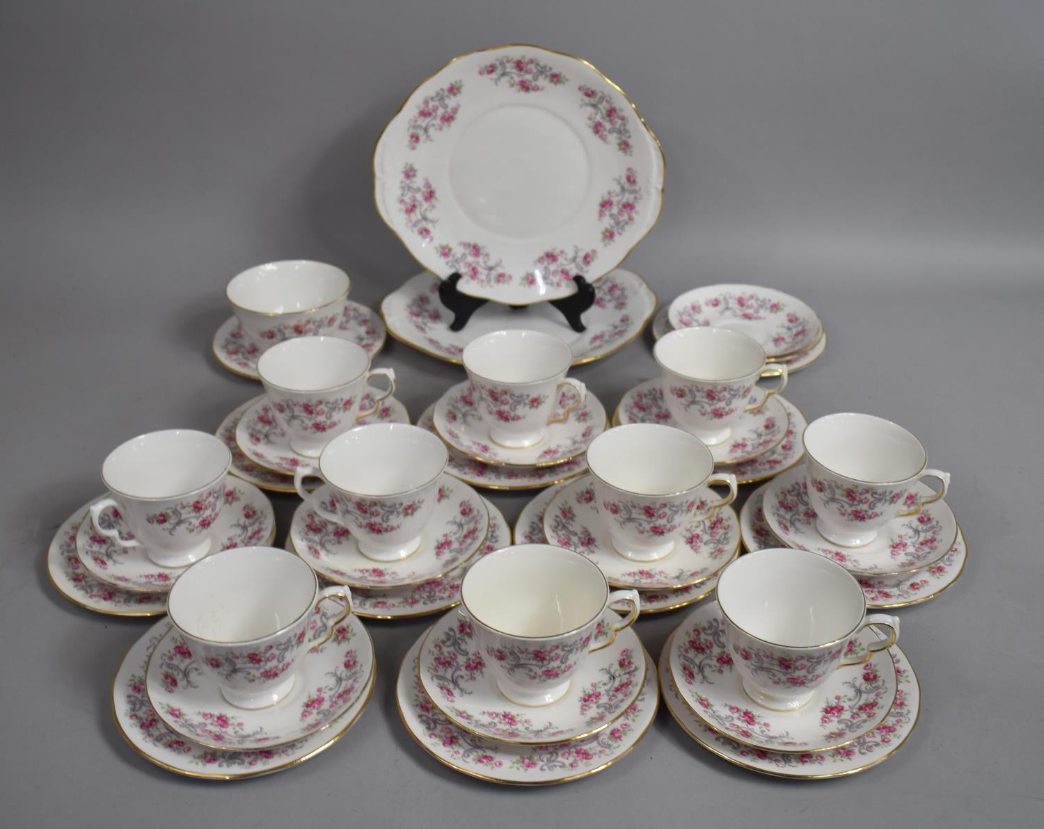 A Royal Osbourne Floral Pattern Tea Set to Comprise Ten Cups, Twelve Saucers and Side Plates, Two