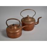 Two Vintage Copper Kettles, The Largest 27cms High